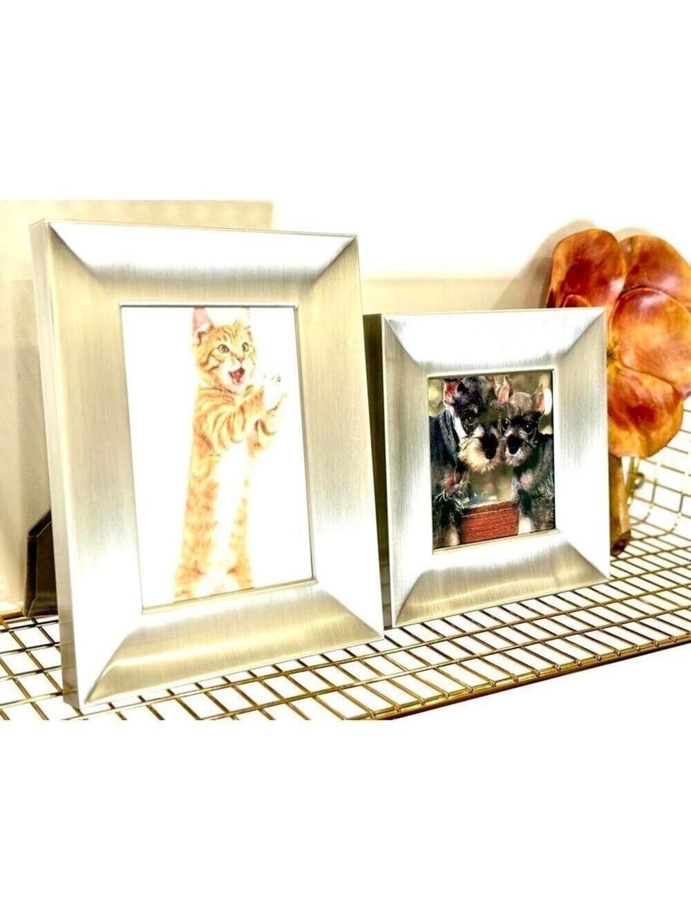 Old Town Designer Brushed Metal Picture Frames Set of 2 – Rectangular & Square